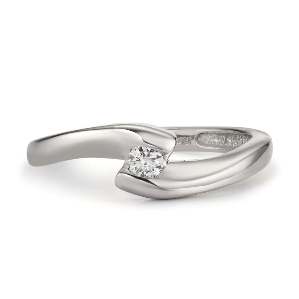 Solitär Ring 750/18 K Weissgold Diamant 0.10 ct, p1