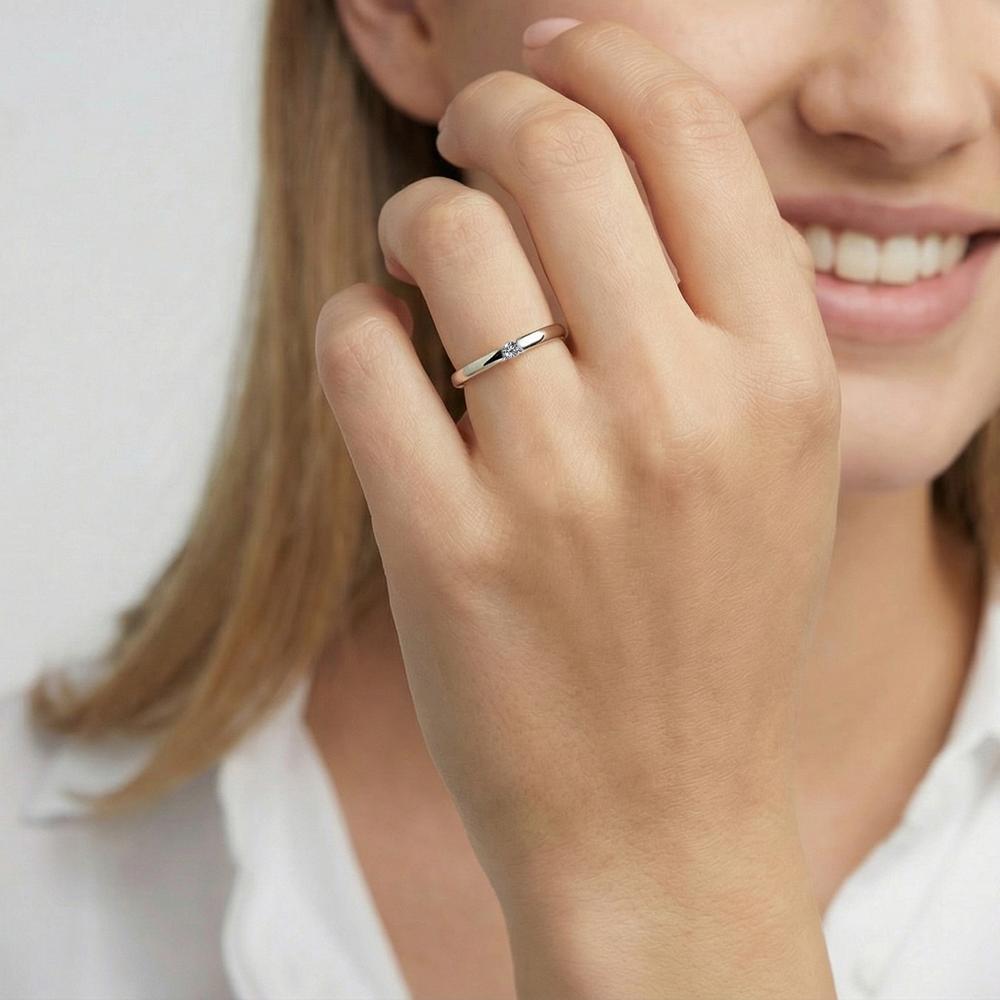 Solitär Ring 750/18 K Weissgold Diamant weiss, 0.04 ct, Brillantschliff, w-si