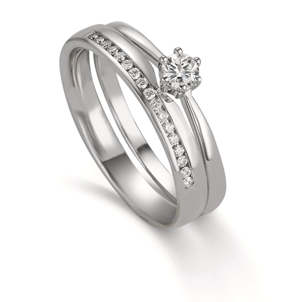Solitär Ring 750/18 K Weissgold Diamant weiss, 0.15 ct, si