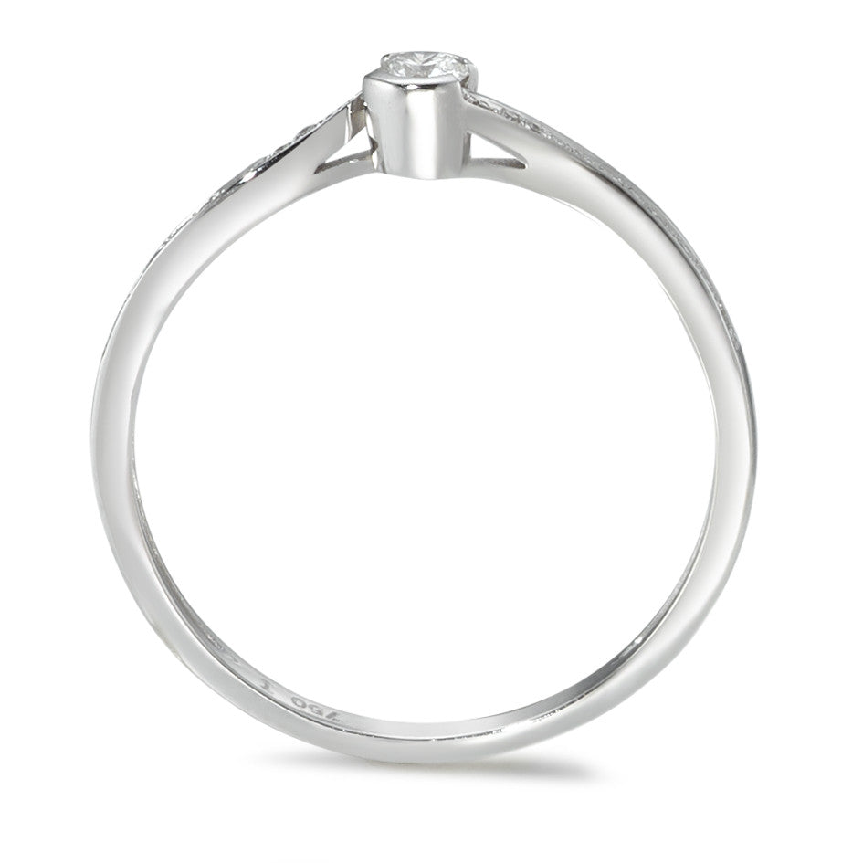 Fingerring 750/18 K Weissgold Diamant 0.15 ct, 21 Steine, w-si