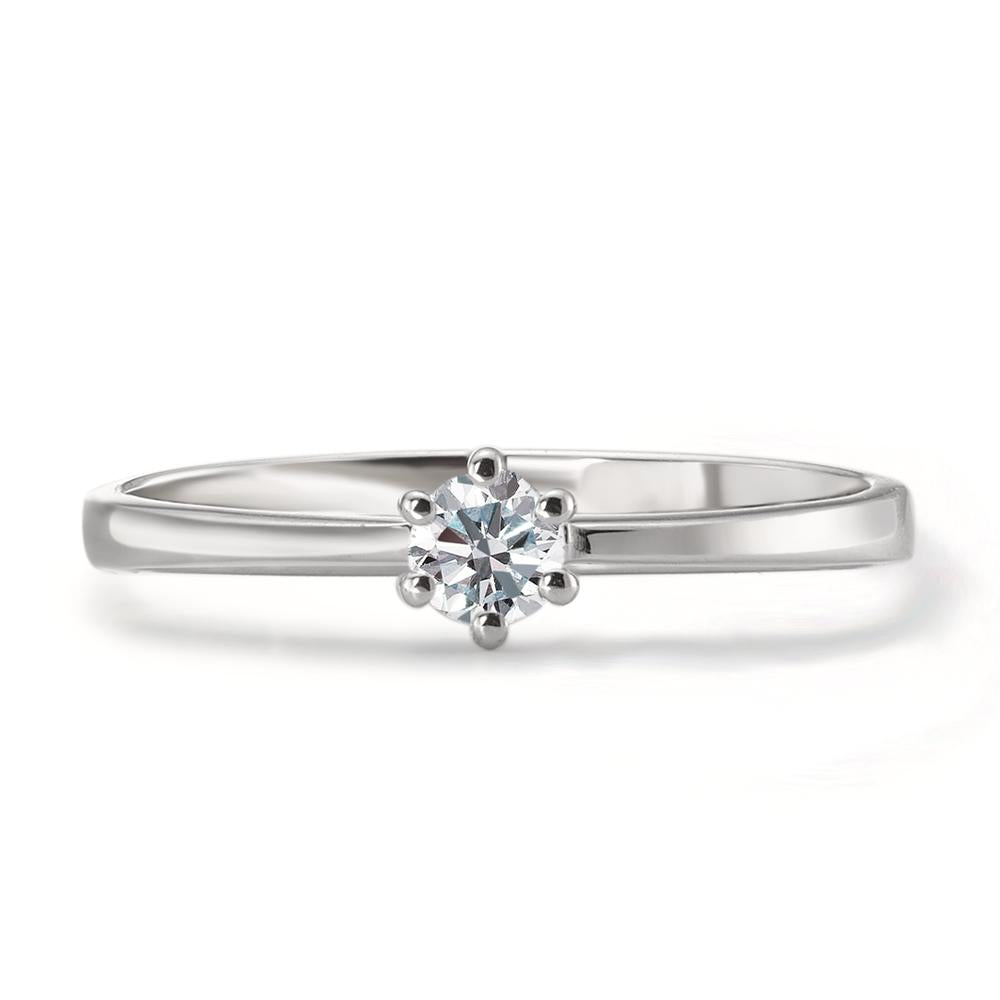 Solitär Ring 750/18 K Weissgold Diamant 0.10 ct, w-si