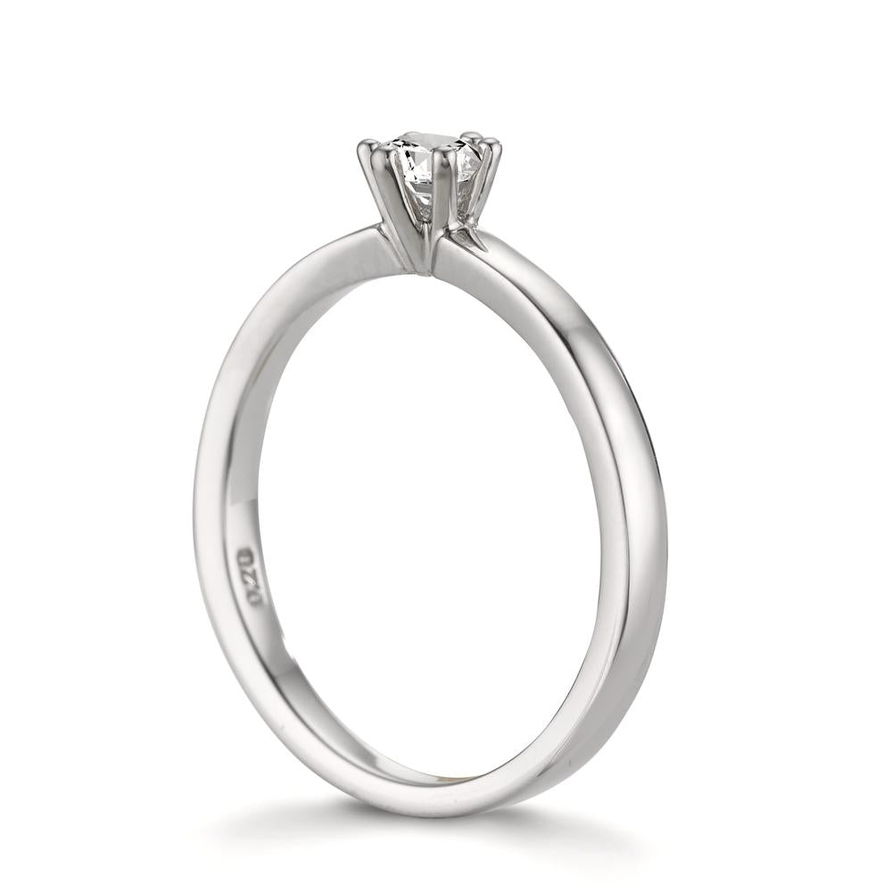 Solitär Ring 950 Platin Diamant weiss, 0.20 ct, Brillantschliff, w-si