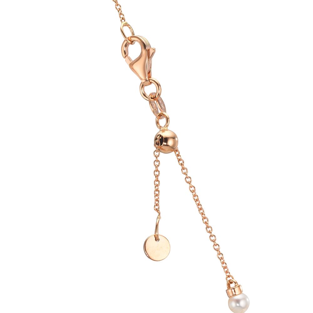 Collier 750/18 K Rotgold Rubin 0.62 ct Süsswasserzuchtperlen, 3.5 mm Herz 40-44 cm verstellbar