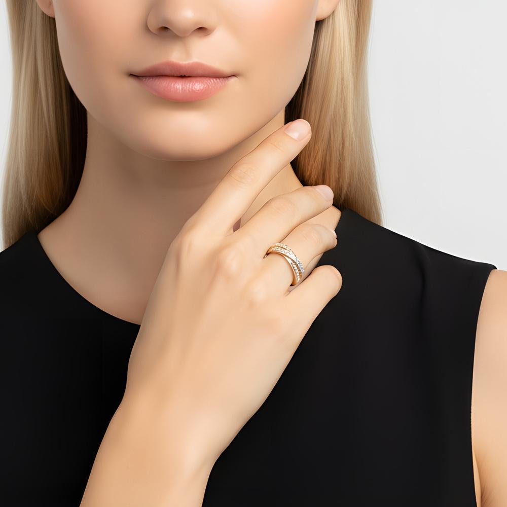 Fingerring 750/18 K Weissgold, 750/18 K Gelbgold, 750/18 K Rotgold Diamanten 0.76 ct, w-si