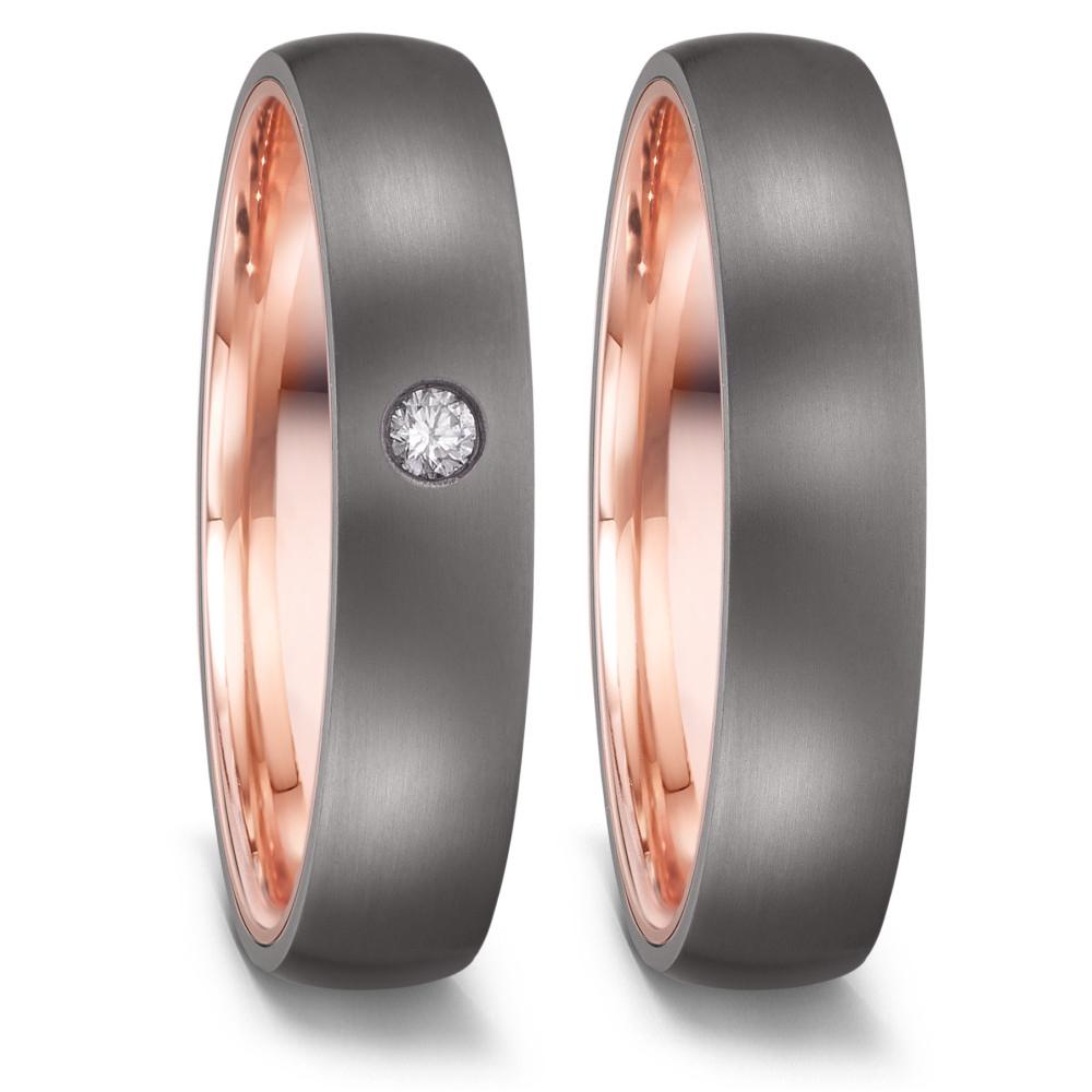 Love Ring 585/14 K Rotgold mit Tantal und Diamant 0.04 ct-591756