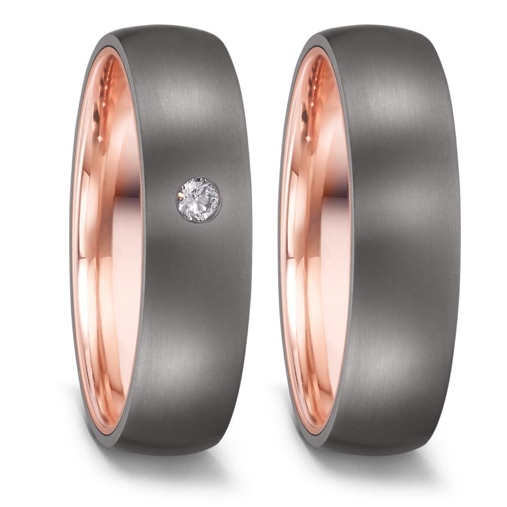 Love Ring 585/14 K Rotgold mit Tantal und Diamant 0.05 ct-591764