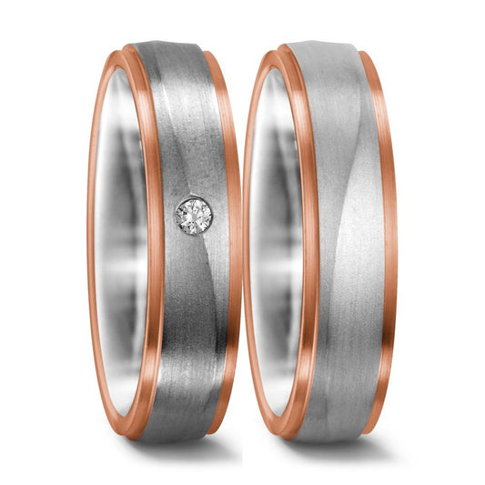 Ehering  Weissgold,  Rotgold