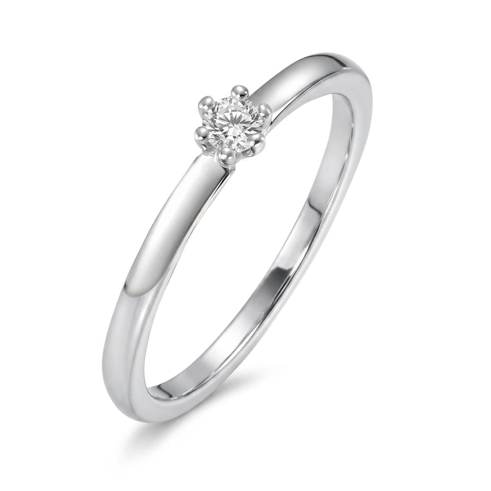 Solitär Ring 750/18 K Weissgold Diamanten 0.10 ct, w-si
