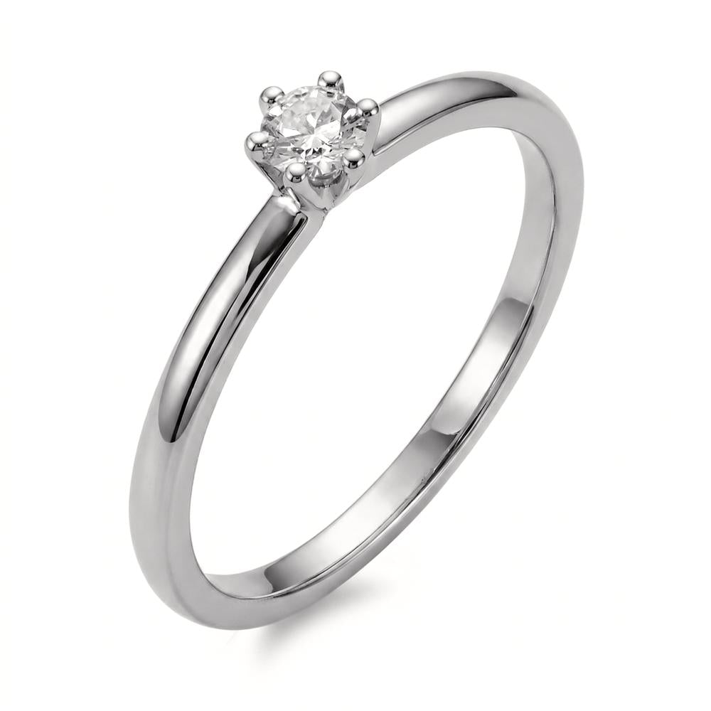 Solitär Ring 750/18 K Weissgold Diamant 0.15 ct, w-si