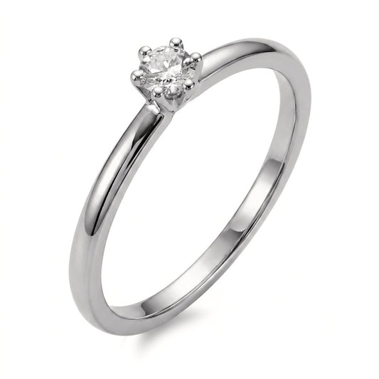 Solitär Ring 750/18 K Weissgold Diamant 0.15 ct, w-si