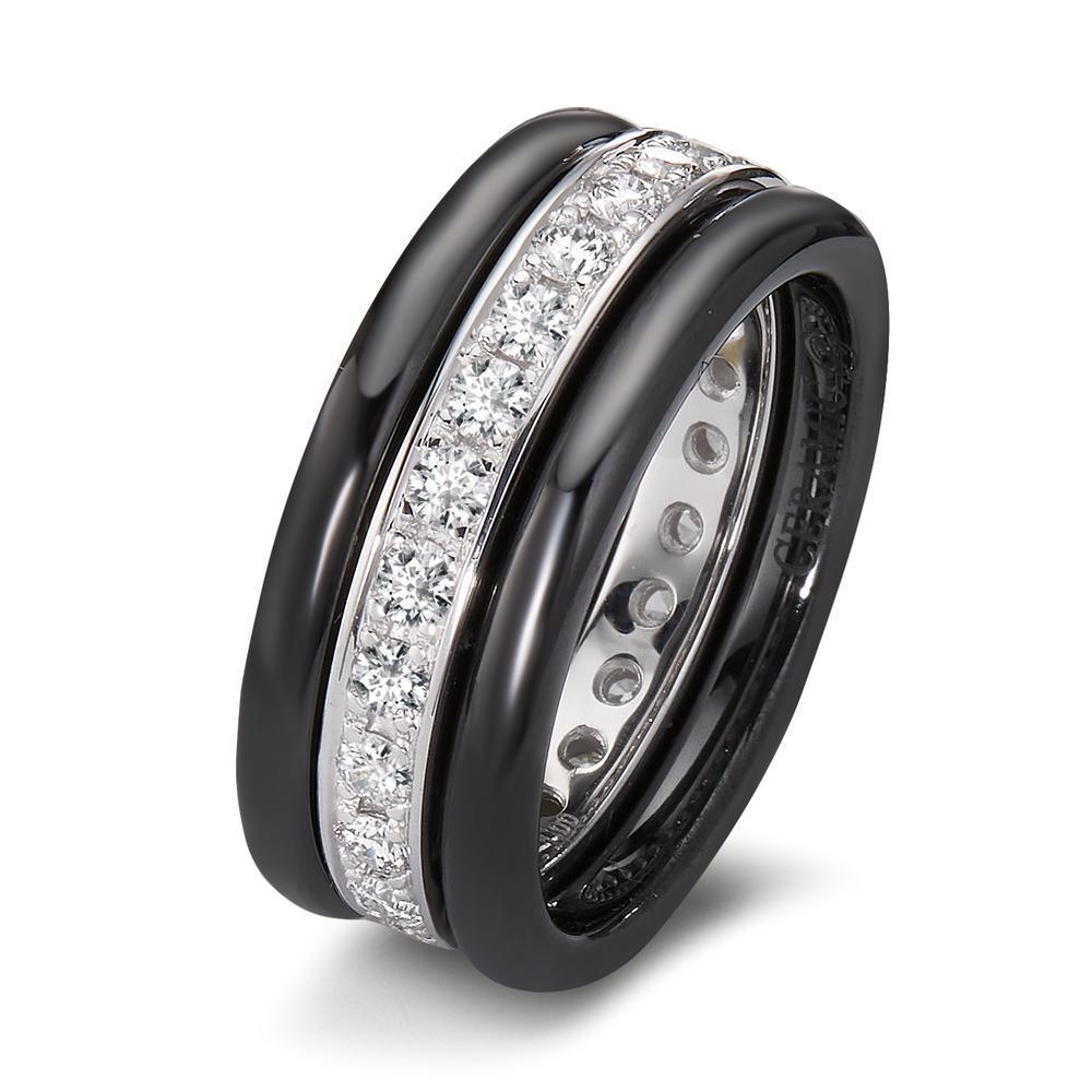 Memory Ring 750/18 K Weissgold Diamant weiss, 1 ct, 25 Steine, Brillantschliff, w-si