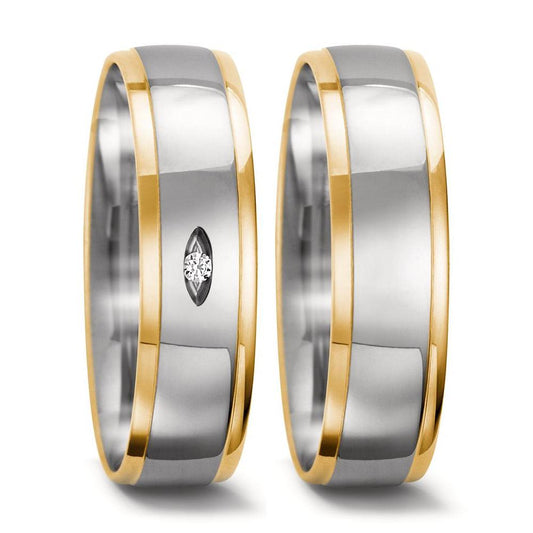 Ehering  Weissgold,  Gelbgold
