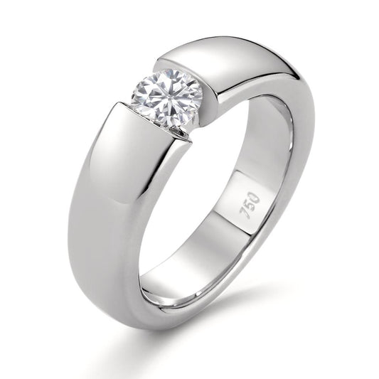 Solitär Ring 750/18 K Weissgold Diamant weiss, 0.50 ct, Brillantschliff, w-si