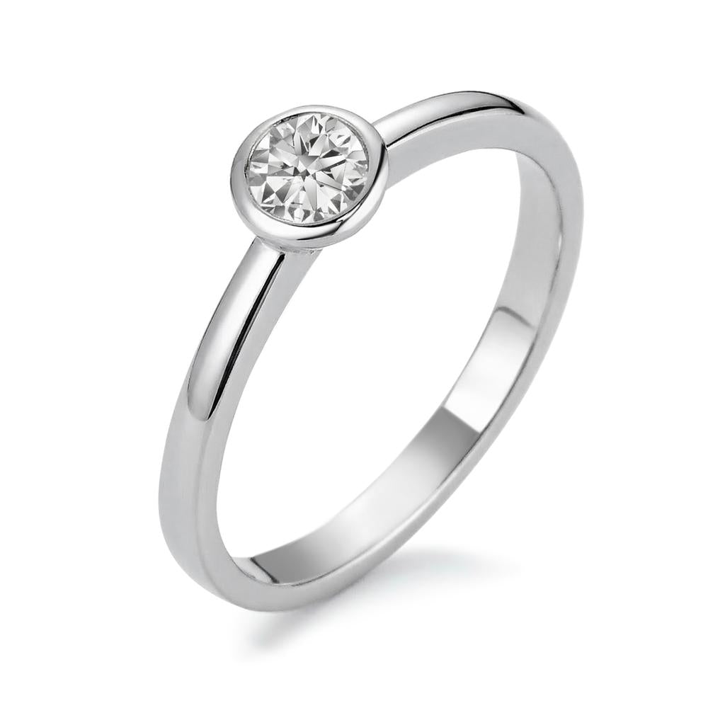 Solitär Ring 750/18 K Weissgold Diamant weiss, 0.20 ct, Brillantschliff, w-si