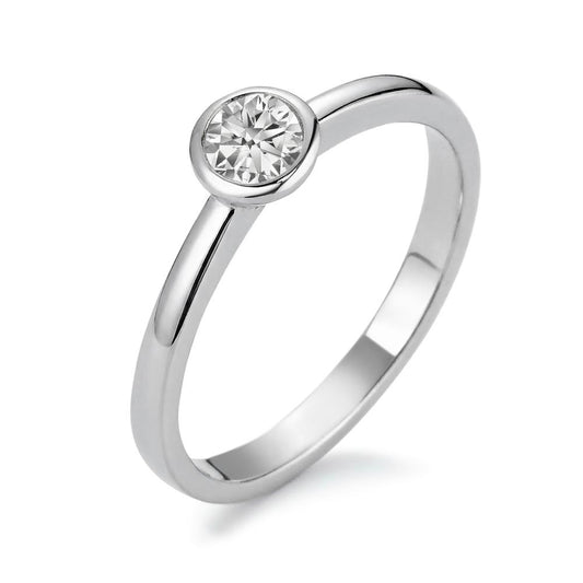 Solitär Ring 750/18 K Weissgold Diamant weiss, 0.20 ct, Brillantschliff, w-si