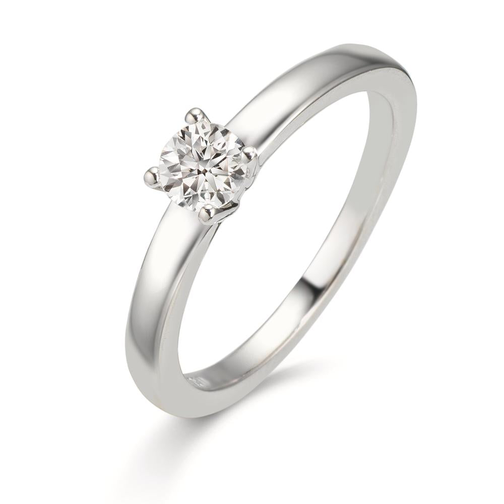Solitär Ring 750/18 K Weissgold Diamant weiss, 0.33 ct, Brillantschliff, w-si