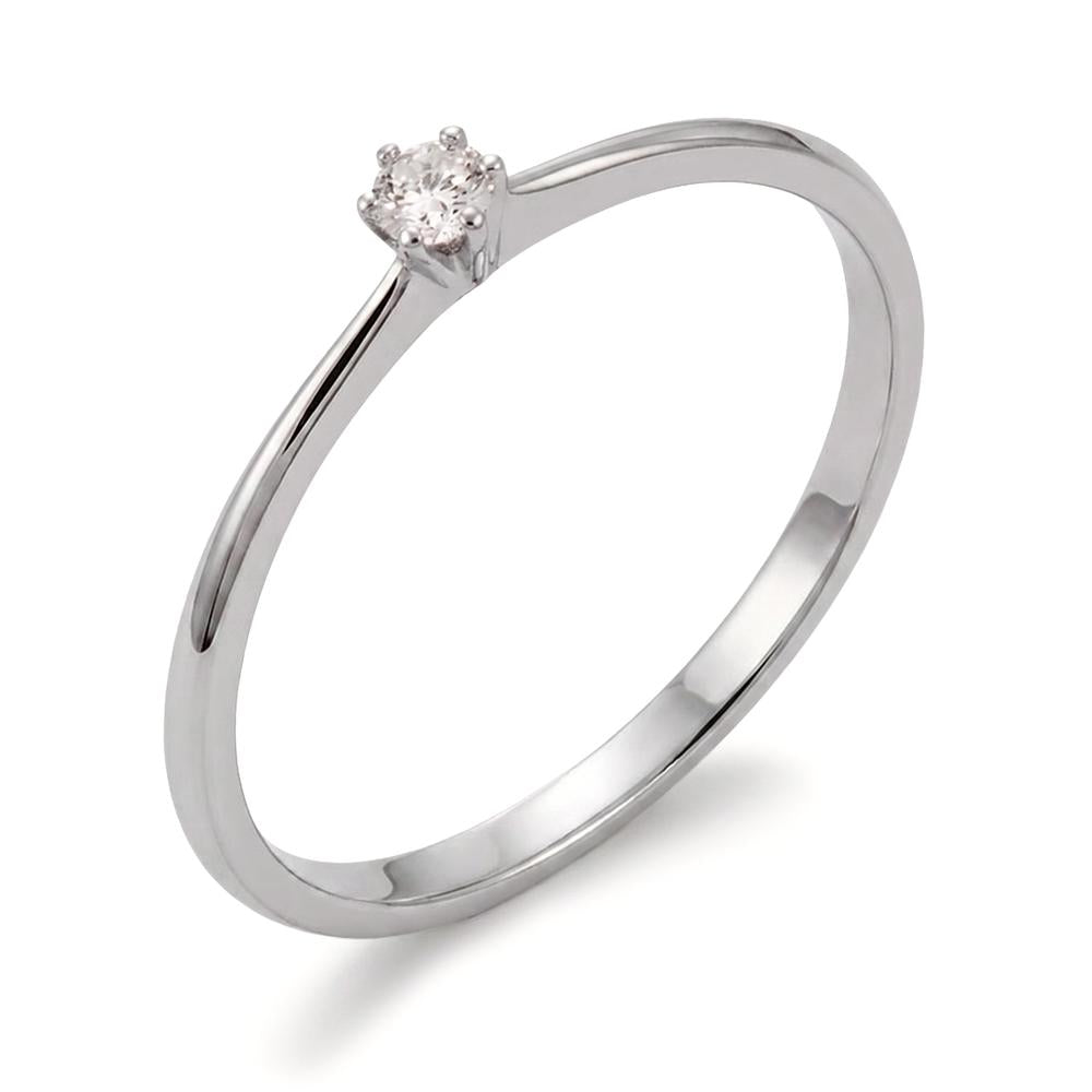 Solitär Ring 750/18 K Weissgold Diamant 0.05 ct, w-si