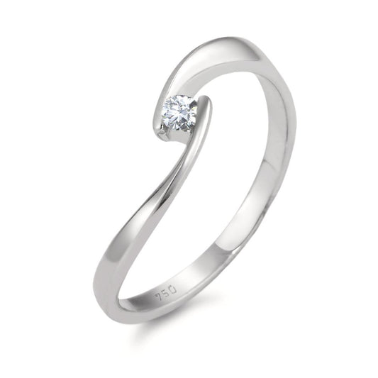 Solitär Ring 750/18 K Weissgold Diamanten weiss, 0.06 ct, Brillantschliff, w-si