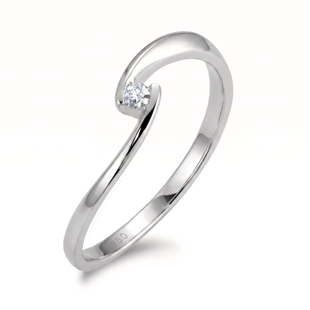 Solitär Ring 750/18 K Weissgold Diamant weiss, 0.04 ct, Brillantschliff, w-si