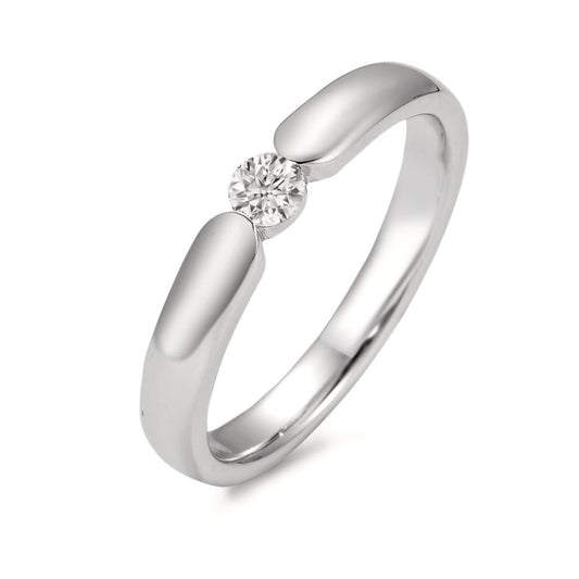 Solitär Ring 750/18 K Weissgold Diamant weiss, 0.13 ct, Brillantschliff, w-si