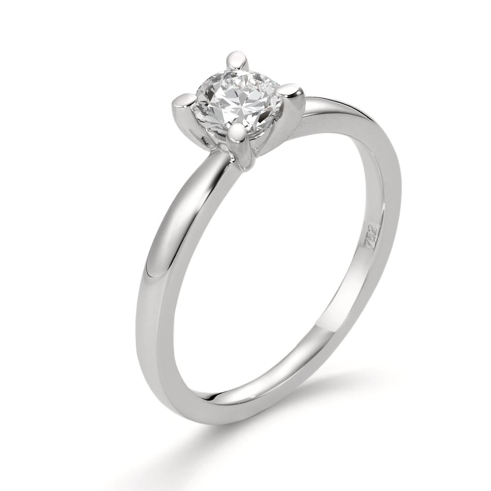 Solitär Ring 750/18 K Weissgold Diamant weiss, 0.50 ct, Brillantschliff, si, GIA Ø6 mm