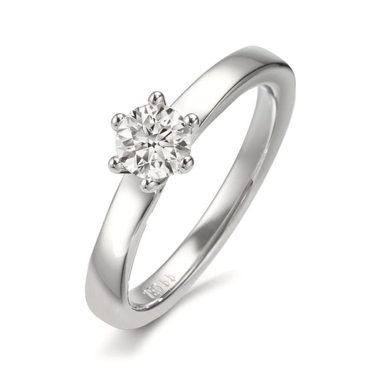 Solitär Ring 750/18 K Weissgold Diamant weiss, 0.50 ct, Brillantschliff, si, IGI Ø5 mm