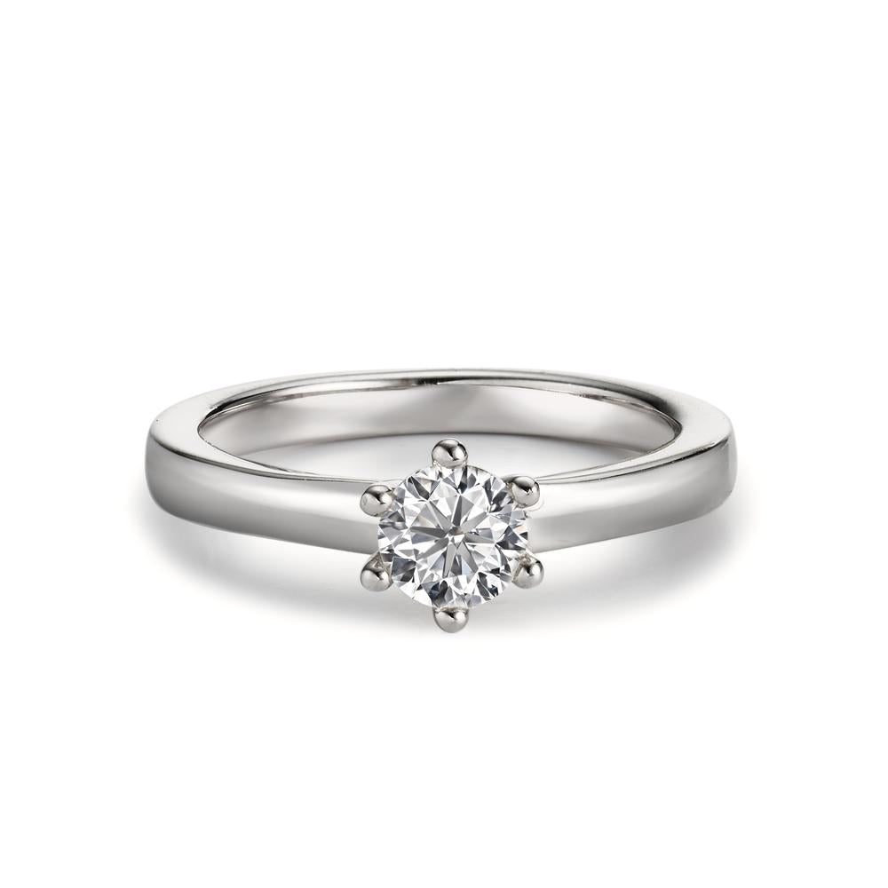 Solitär Ring 750/18 K Weissgold Diamant weiss, 0.50 ct, Brillantschliff, si, IGI Ø5 mm