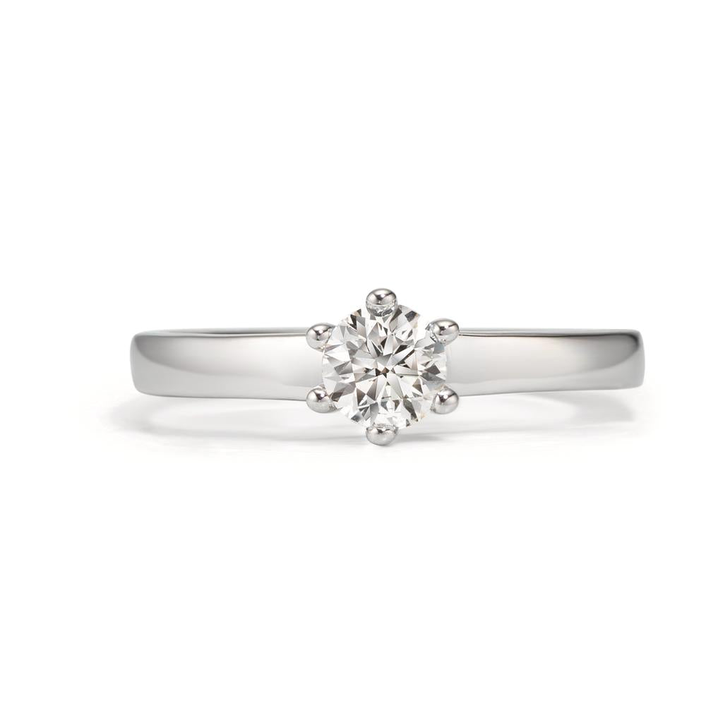 Solitär Ring 750/18 K Weissgold Diamant weiss, 0.50 ct, Brillantschliff, si, IGI Ø5 mm