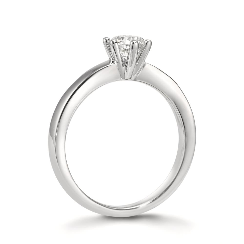 Solitär Ring 750/18 K Weissgold Diamant weiss, 0.50 ct, Brillantschliff, si, IGI Ø5 mm