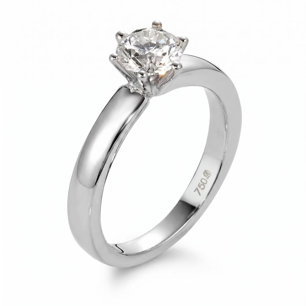 Solitär Ring 750/18 K Weissgold Diamant weiss, 1 ct, Brillantschliff, si, IGI Ø6 mm