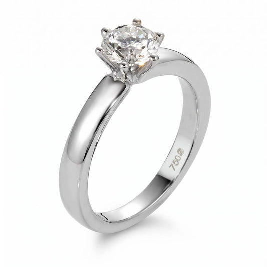 Solitär Ring 750/18 K Weissgold Diamant weiss, 1 ct, Brillantschliff, si, IGI Ø6 mm