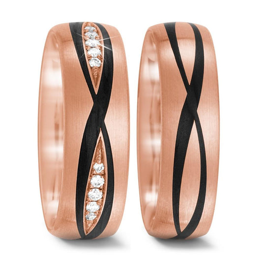 Ehering 585/14 K Rotgold, Carbon