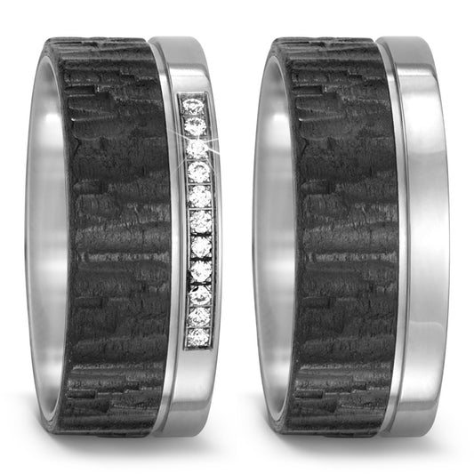 Fingerring Titan, Carbon Diamant 0.11 ct, 11 Steine, w-si