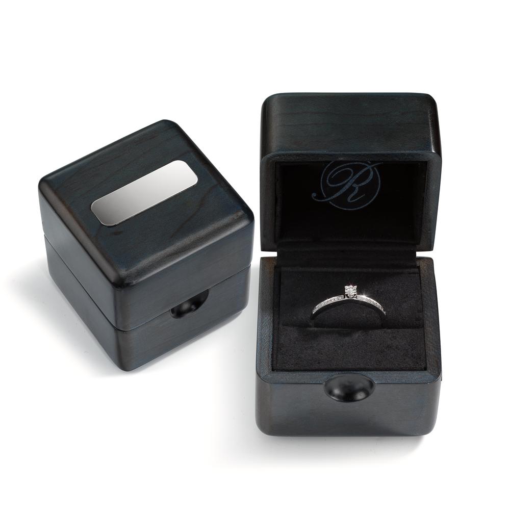 Solitär Ring 750/18 K Weissgold Diamanten weiss, 0.20 ct, Brillantschliff, w-si Ø3 mm