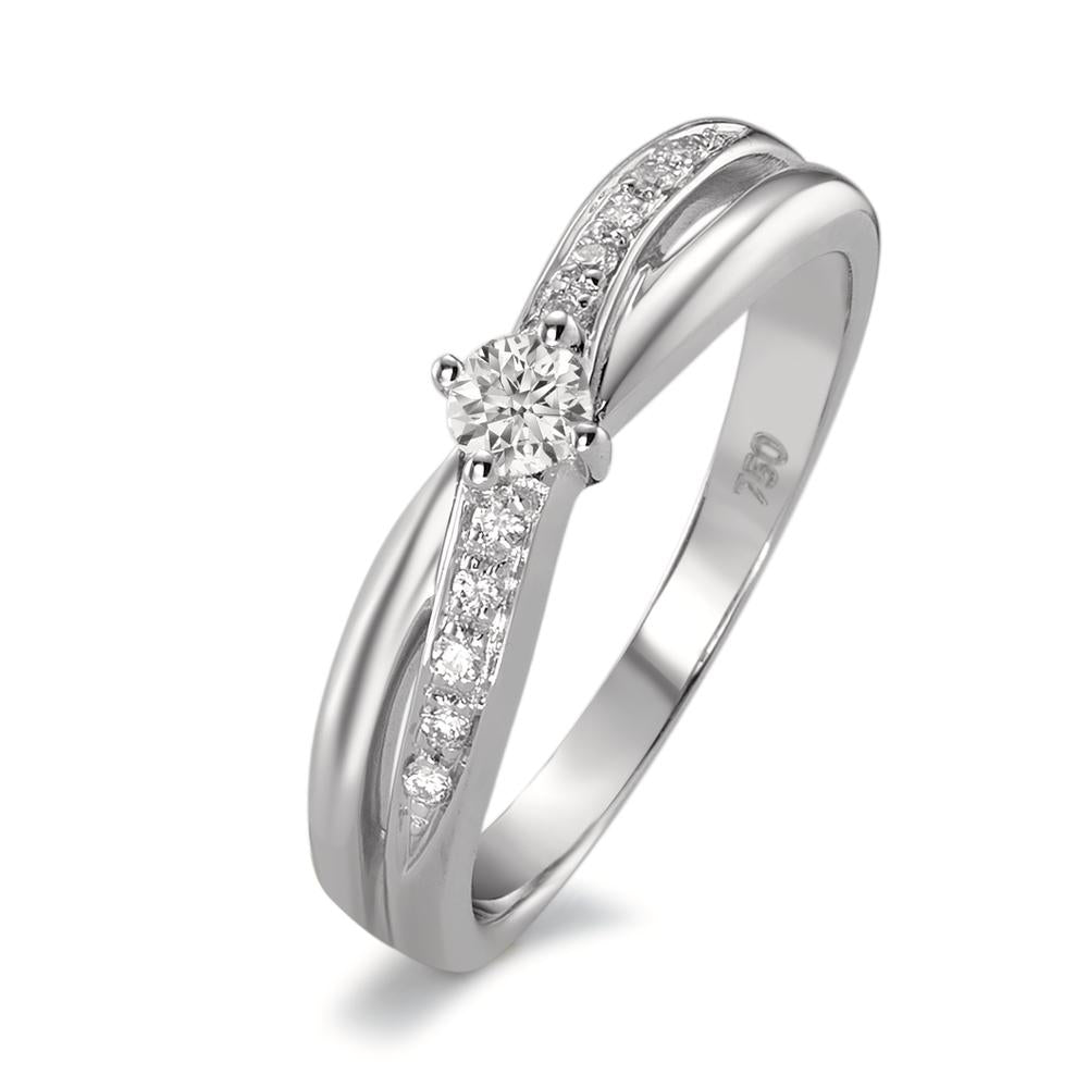 Fingerring 750/18 K Weissgold Diamant 0.16 ct, 11 Steine, w-si