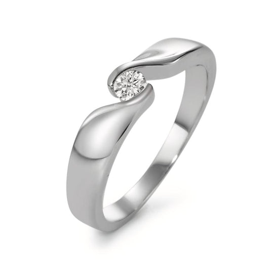 Solitär Ring 750/18 K Weissgold Diamant 0.10 ct, w-si