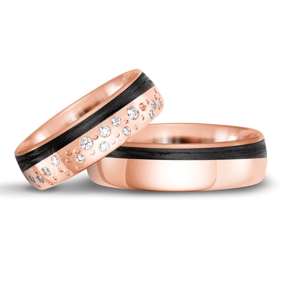 Ehering 585/14 K Rosegold, Carbon