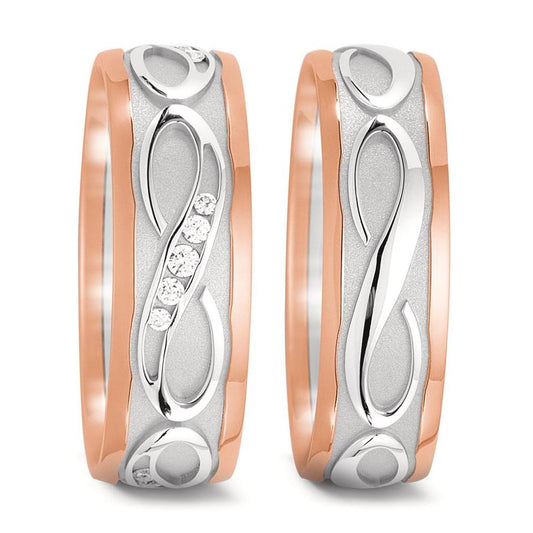 Ehering  Weissgold,  Rotgold Infinity