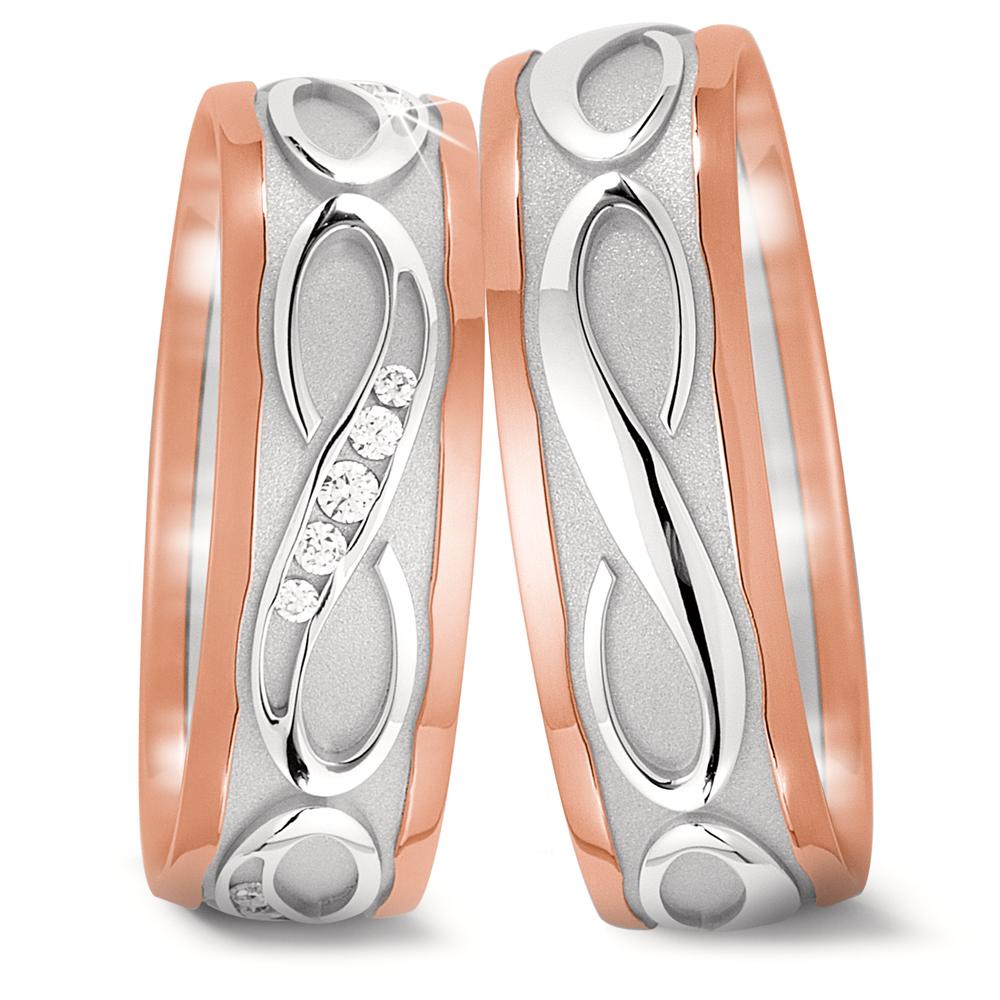 Ehering  Weissgold,  Rotgold Infinity