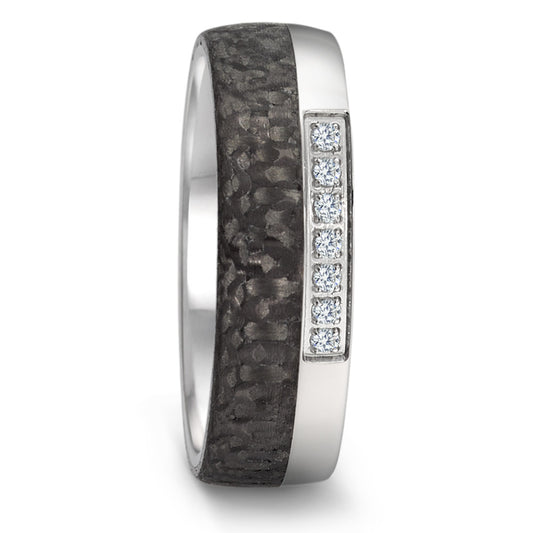 Fingerring Edelstahl, Carbon Zirkonia