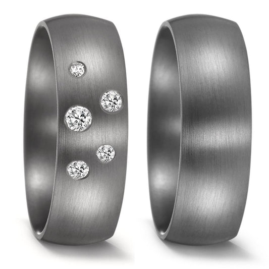 Fingerring 999 Tantal Diamant 0.14 ct, 5 Steine, w-si
