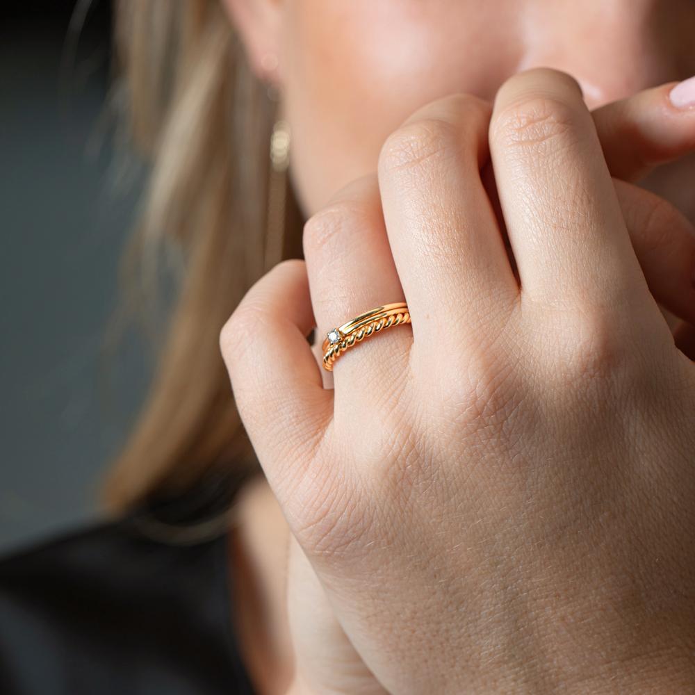 Beisteckring 750/18 K Gelbgold Diamant 0.05 ct, w-si