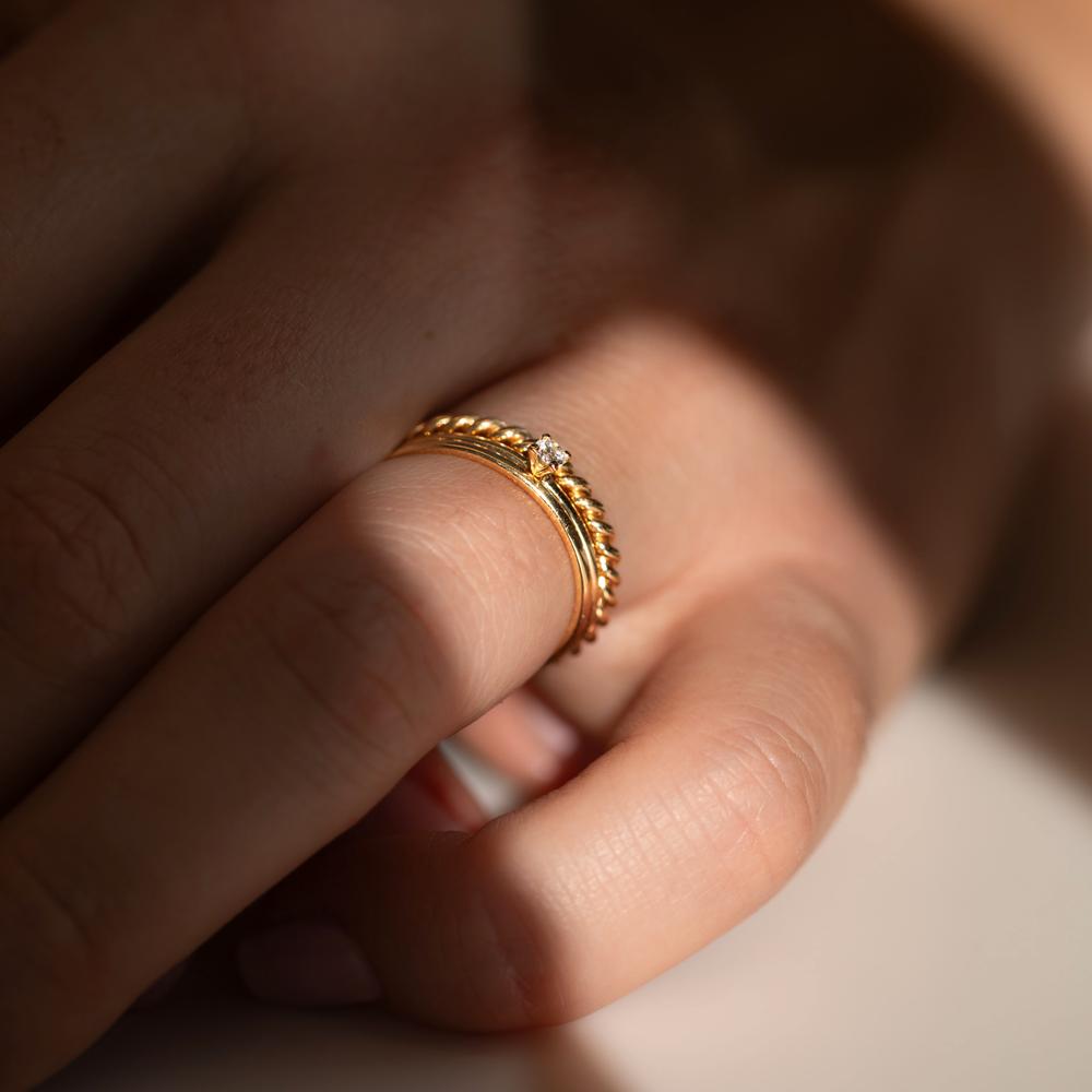 Beisteckring 750/18 K Gelbgold Diamant 0.05 ct, w-si