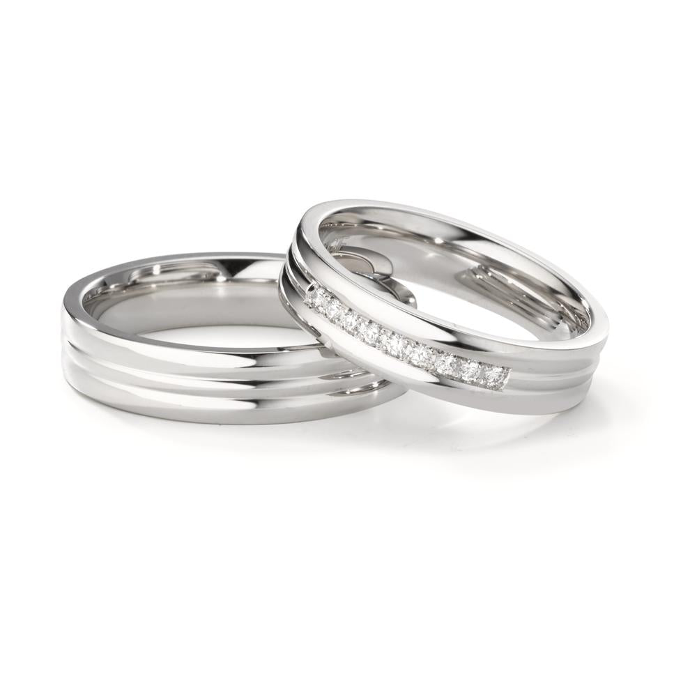 Memory Ring 950 Platin Diamant 0.081 ct, 9 Steine, tw-if