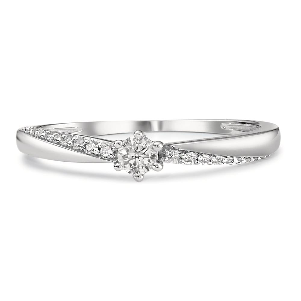 Solitär Ring 750/18 K Weissgold Diamanten 0.15 ct, w-si