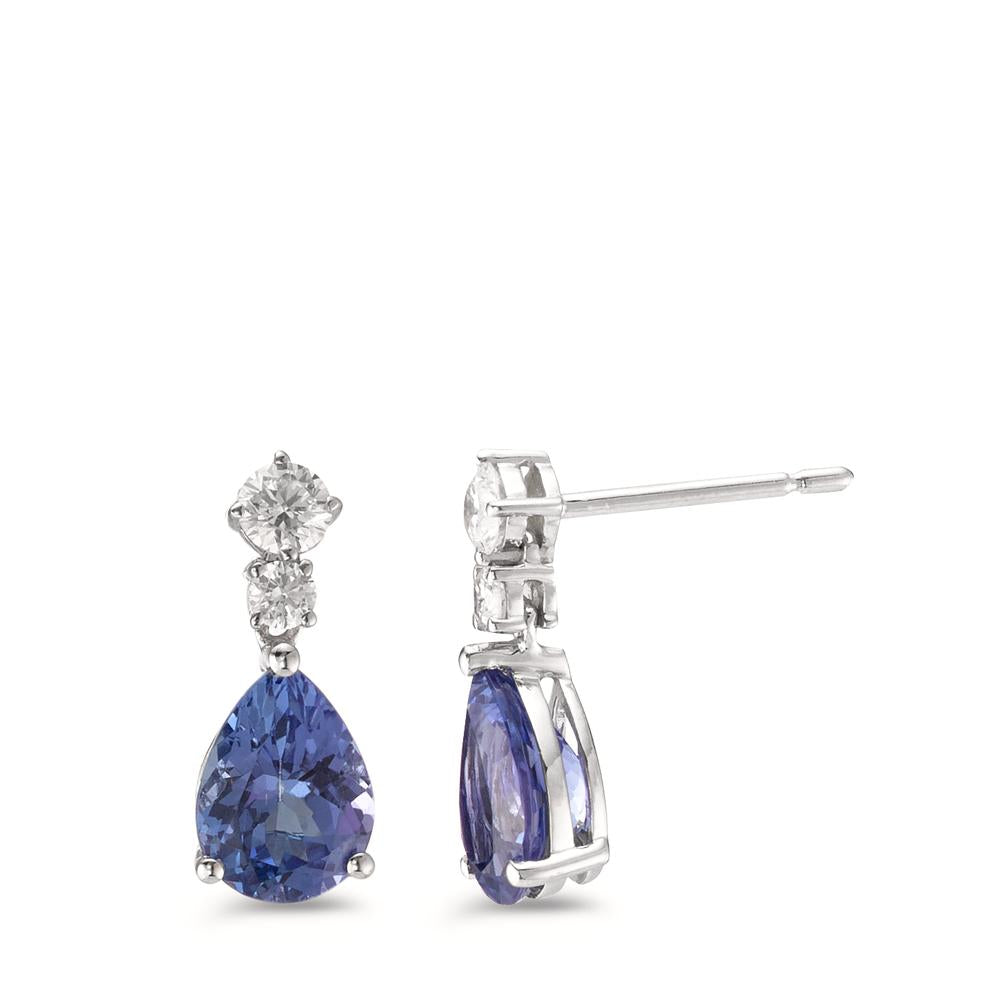 Ohrhänger 750/18 K Weissgold Tansanit 2.45 ct, 2 Steine, Diamant 0.21 ct, 4 Steine, w-si