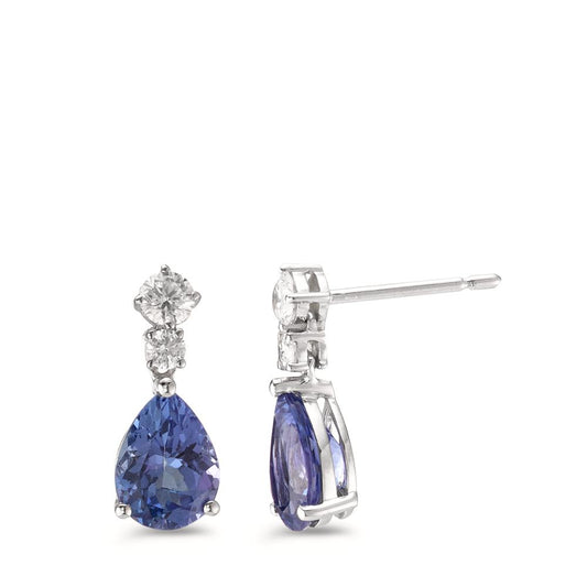 Ohrhänger 750/18 K Weissgold Tansanit 2.45 ct, 2 Steine, Diamant 0.21 ct, 4 Steine, w-si