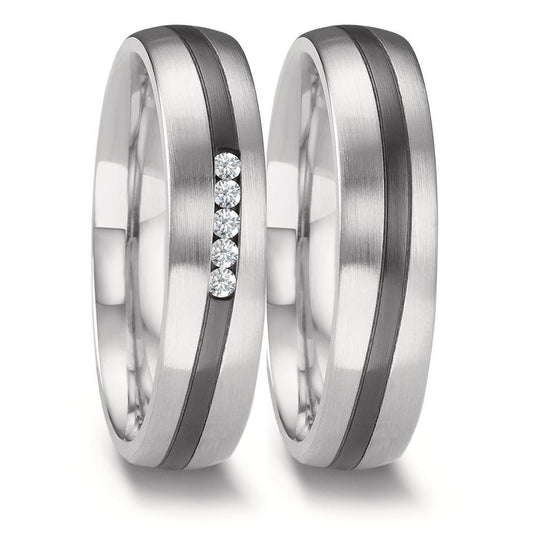 Ehering 585/14 K Weissgold, Zirkonium