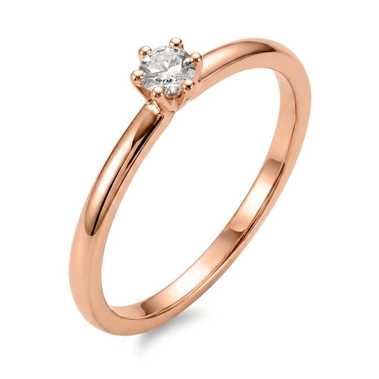 Solitär Ring 750/18 K Rotgold Diamant 0.15 ct, w-si
