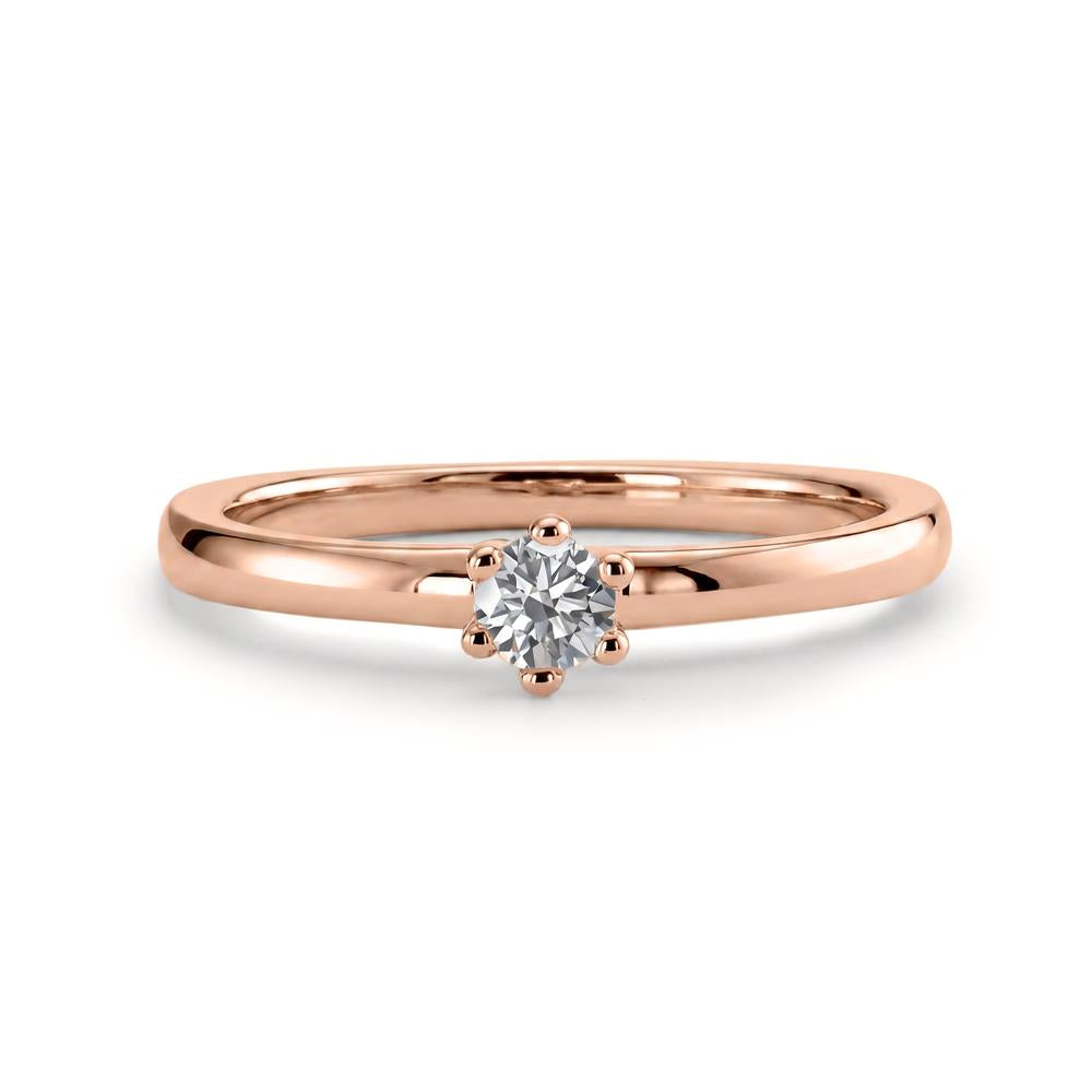 Solitär Ring 750/18 K Rotgold Diamant 0.15 ct, w-si